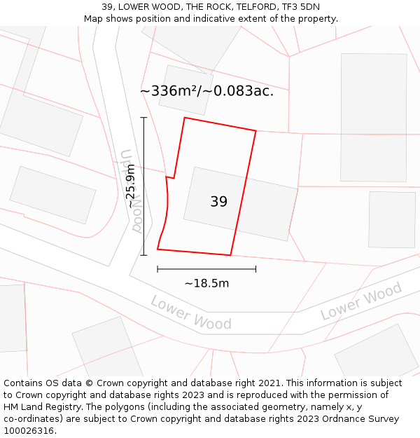 39, LOWER WOOD, THE ROCK, TELFORD, TF3 5DN: Plot and title map