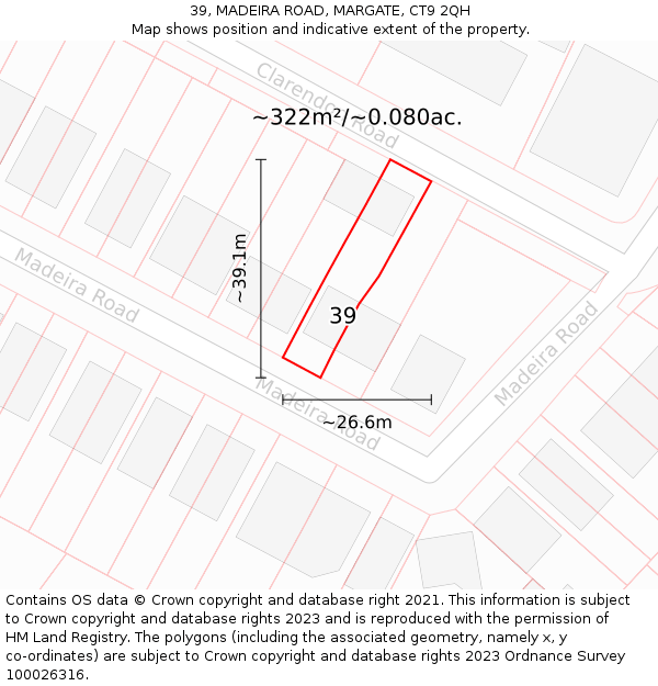 39, MADEIRA ROAD, MARGATE, CT9 2QH: Plot and title map