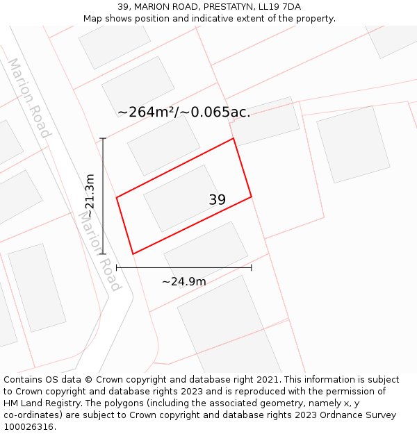 39, MARION ROAD, PRESTATYN, LL19 7DA: Plot and title map