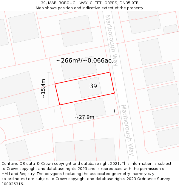 39, MARLBOROUGH WAY, CLEETHORPES, DN35 0TR: Plot and title map