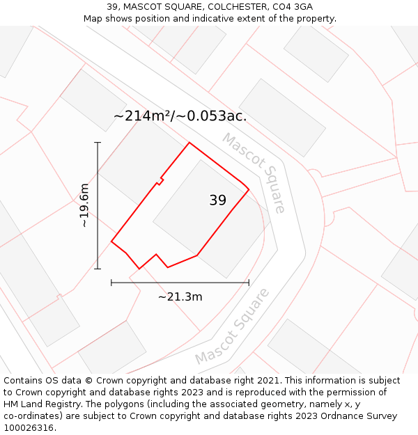 39, MASCOT SQUARE, COLCHESTER, CO4 3GA: Plot and title map