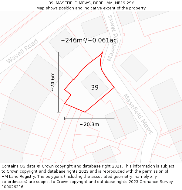 39, MASEFIELD MEWS, DEREHAM, NR19 2SY: Plot and title map