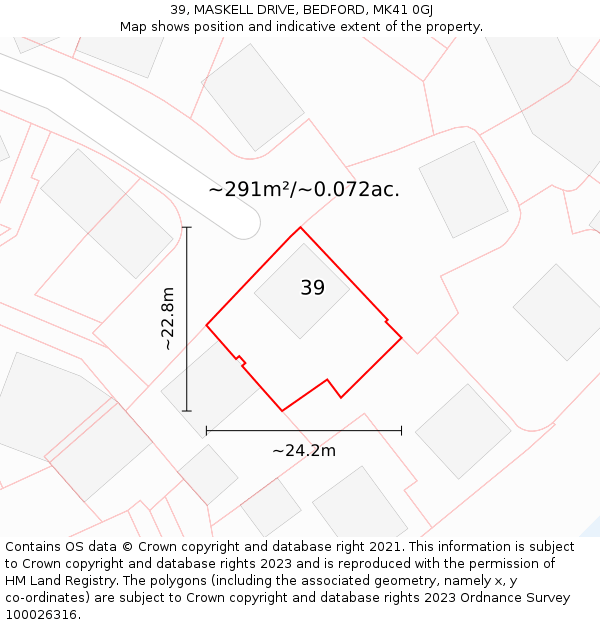 39, MASKELL DRIVE, BEDFORD, MK41 0GJ: Plot and title map