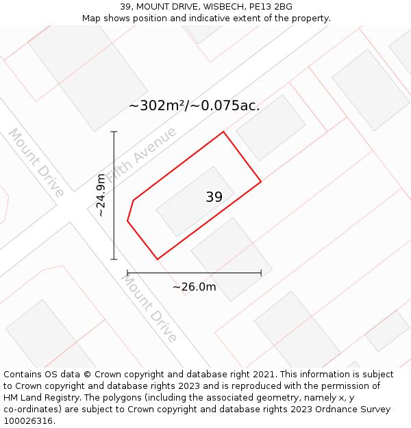 39, MOUNT DRIVE, WISBECH, PE13 2BG: Plot and title map