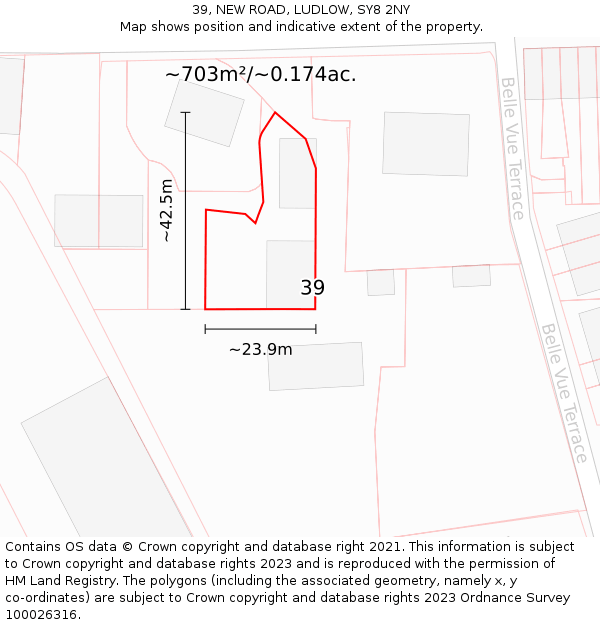 39, NEW ROAD, LUDLOW, SY8 2NY: Plot and title map