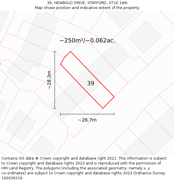 39, NEWBOLD DRIVE, STAFFORD, ST16 1WA: Plot and title map