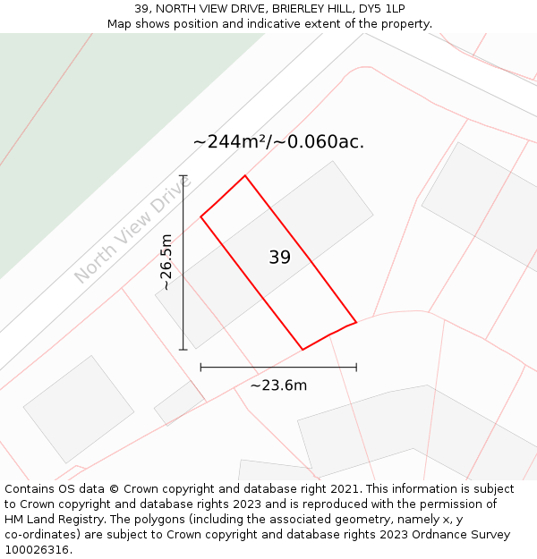 39, NORTH VIEW DRIVE, BRIERLEY HILL, DY5 1LP: Plot and title map