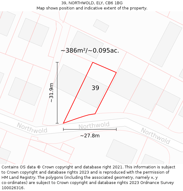 39, NORTHWOLD, ELY, CB6 1BG: Plot and title map
