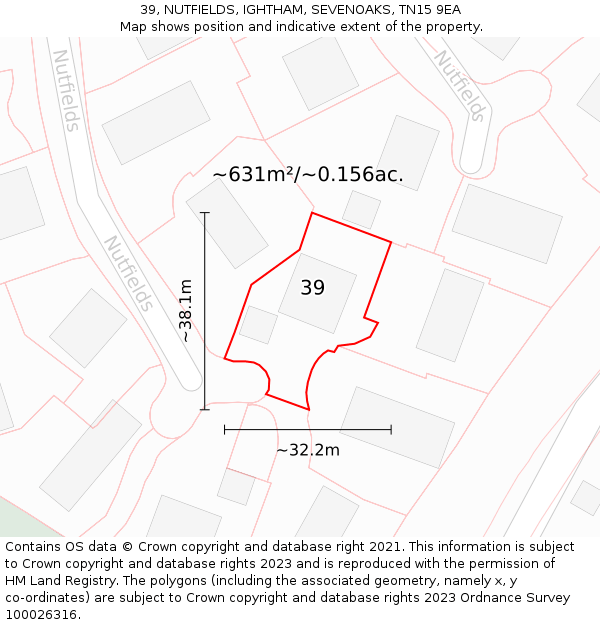 39, NUTFIELDS, IGHTHAM, SEVENOAKS, TN15 9EA: Plot and title map