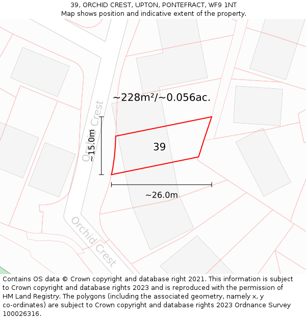 39, ORCHID CREST, UPTON, PONTEFRACT, WF9 1NT: Plot and title map
