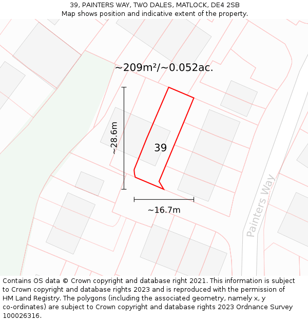39, PAINTERS WAY, TWO DALES, MATLOCK, DE4 2SB: Plot and title map