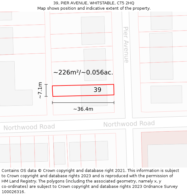 39, PIER AVENUE, WHITSTABLE, CT5 2HQ: Plot and title map