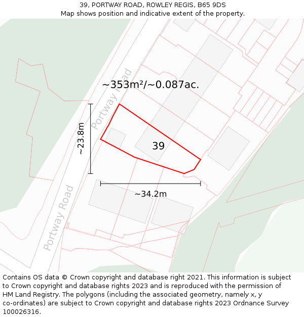 39, PORTWAY ROAD, ROWLEY REGIS, B65 9DS: Plot and title map