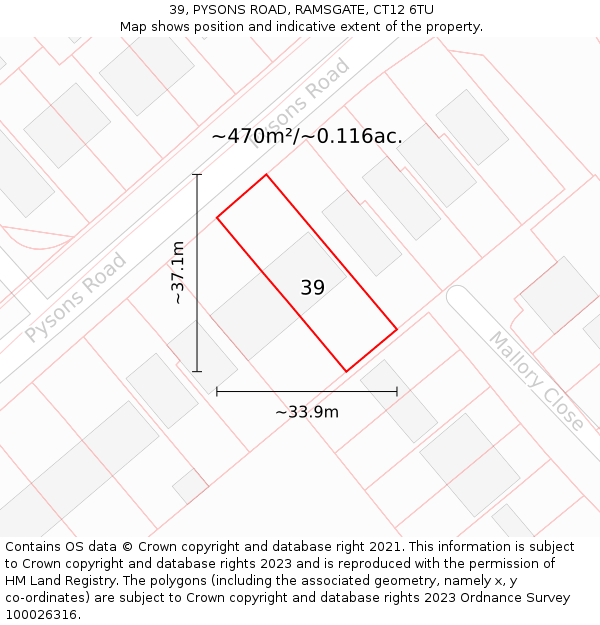 39, PYSONS ROAD, RAMSGATE, CT12 6TU: Plot and title map