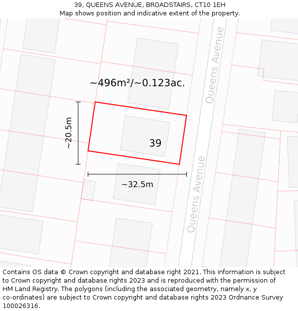 39, QUEENS AVENUE, BROADSTAIRS, CT10 1EH: Plot and title map