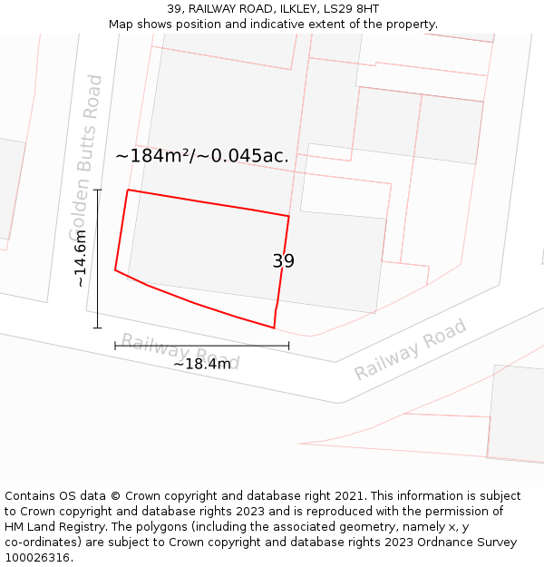 39, RAILWAY ROAD, ILKLEY, LS29 8HT: Plot and title map