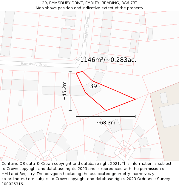39, RAMSBURY DRIVE, EARLEY, READING, RG6 7RT: Plot and title map