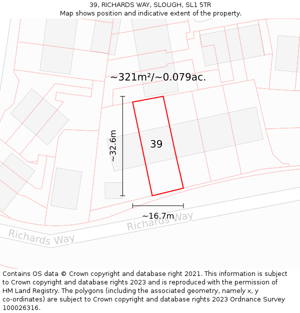 39, RICHARDS WAY, SLOUGH, SL1 5TR: Plot and title map