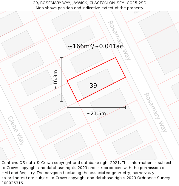 39, ROSEMARY WAY, JAYWICK, CLACTON-ON-SEA, CO15 2SD: Plot and title map
