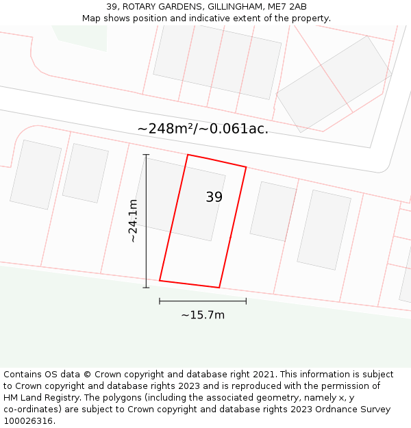 39, ROTARY GARDENS, GILLINGHAM, ME7 2AB: Plot and title map