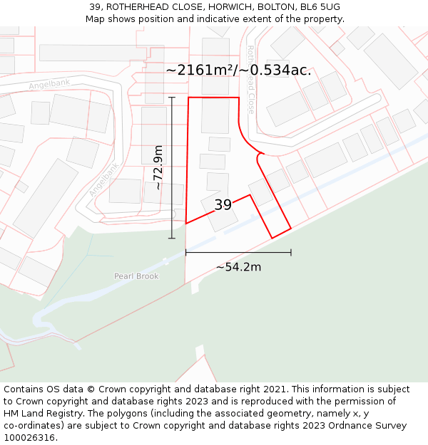 39, ROTHERHEAD CLOSE, HORWICH, BOLTON, BL6 5UG: Plot and title map