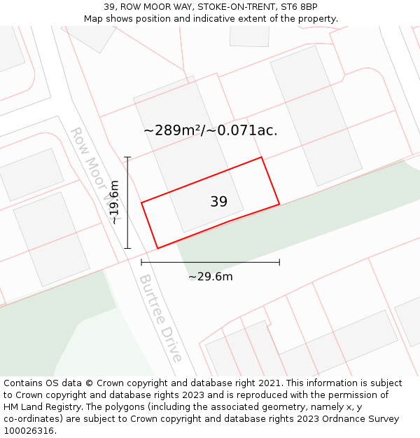 39, ROW MOOR WAY, STOKE-ON-TRENT, ST6 8BP: Plot and title map