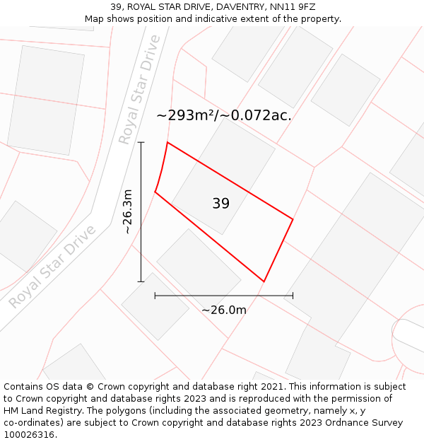 39, ROYAL STAR DRIVE, DAVENTRY, NN11 9FZ: Plot and title map