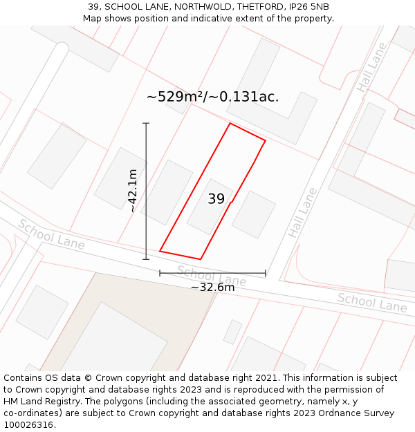 39, SCHOOL LANE, NORTHWOLD, THETFORD, IP26 5NB: Plot and title map