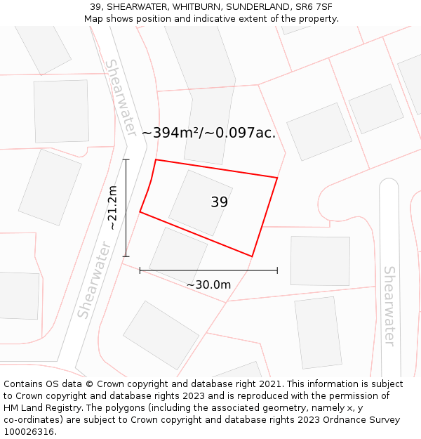 39, SHEARWATER, WHITBURN, SUNDERLAND, SR6 7SF: Plot and title map