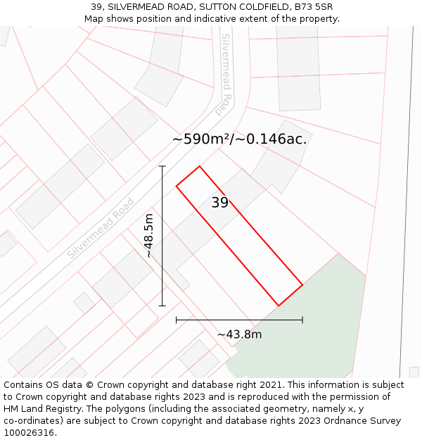 39, SILVERMEAD ROAD, SUTTON COLDFIELD, B73 5SR: Plot and title map