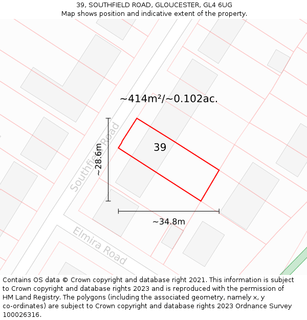 39, SOUTHFIELD ROAD, GLOUCESTER, GL4 6UG: Plot and title map