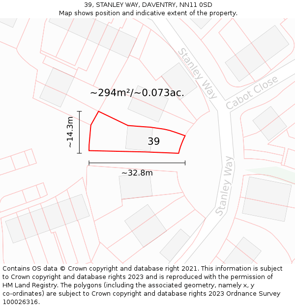 39, STANLEY WAY, DAVENTRY, NN11 0SD: Plot and title map