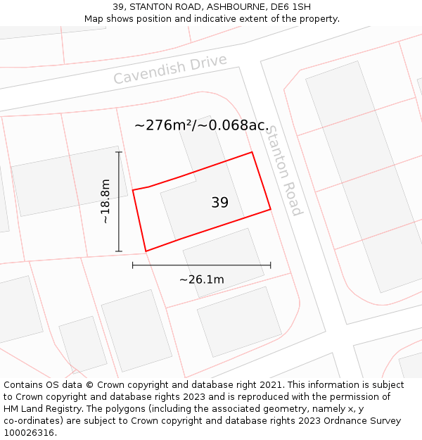 39, STANTON ROAD, ASHBOURNE, DE6 1SH: Plot and title map