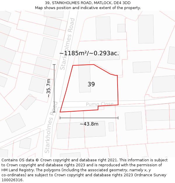39, STARKHOLMES ROAD, MATLOCK, DE4 3DD: Plot and title map