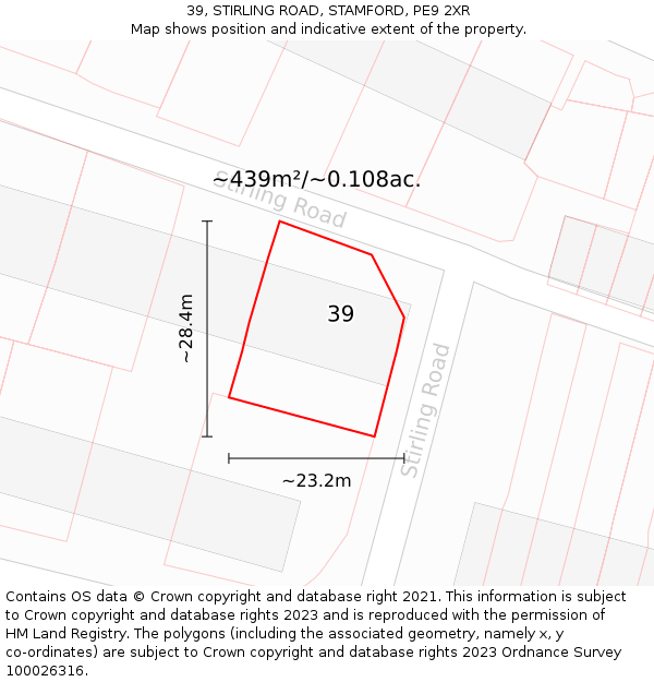39, STIRLING ROAD, STAMFORD, PE9 2XR: Plot and title map