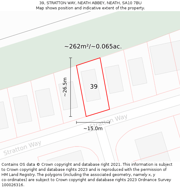39, STRATTON WAY, NEATH ABBEY, NEATH, SA10 7BU: Plot and title map