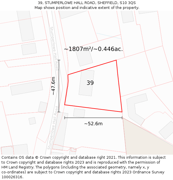 39, STUMPERLOWE HALL ROAD, SHEFFIELD, S10 3QS: Plot and title map