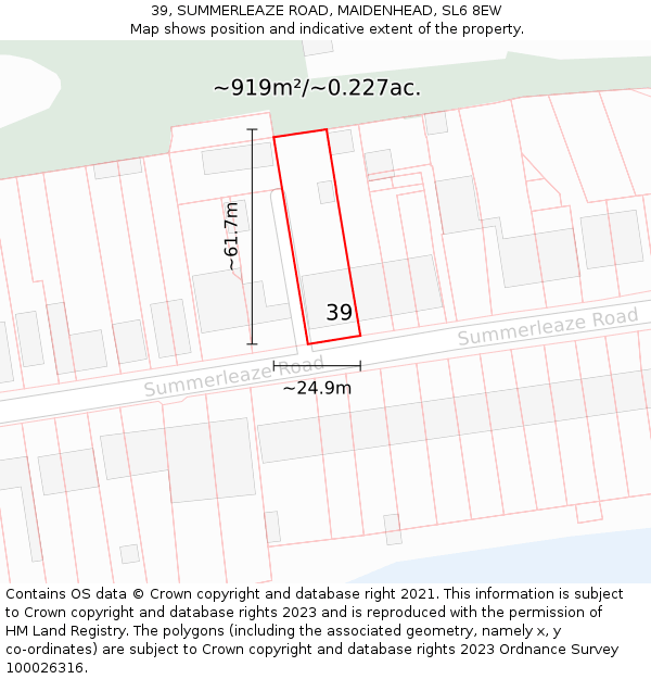 39, SUMMERLEAZE ROAD, MAIDENHEAD, SL6 8EW: Plot and title map