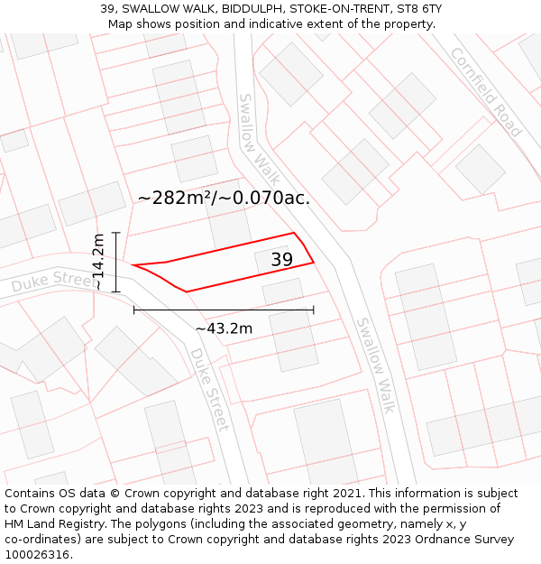 39, SWALLOW WALK, BIDDULPH, STOKE-ON-TRENT, ST8 6TY: Plot and title map