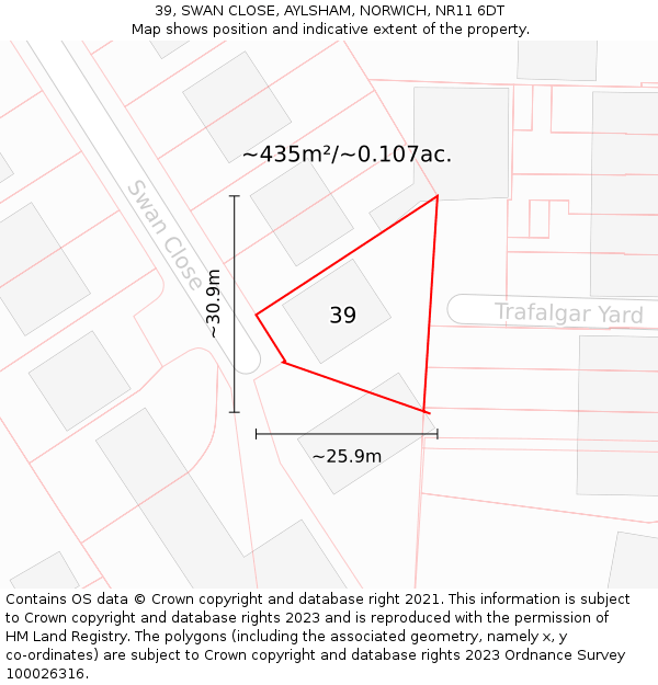 39, SWAN CLOSE, AYLSHAM, NORWICH, NR11 6DT: Plot and title map