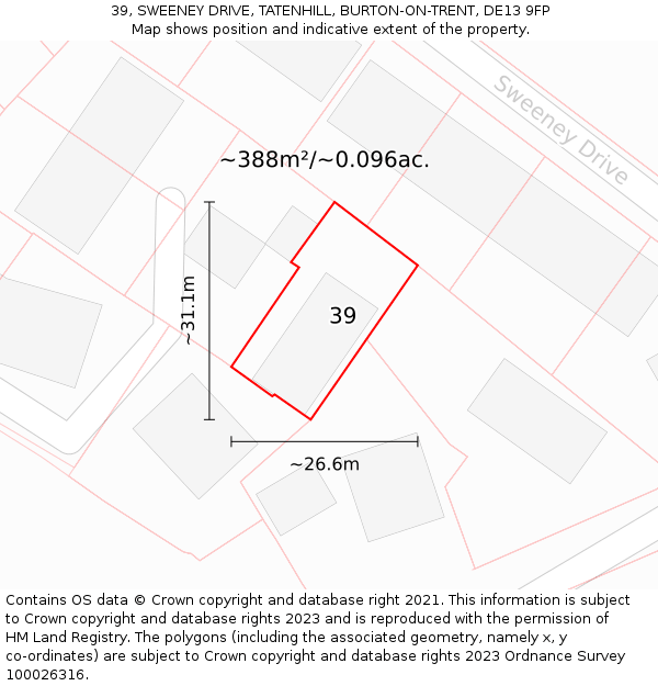 39, SWEENEY DRIVE, TATENHILL, BURTON-ON-TRENT, DE13 9FP: Plot and title map