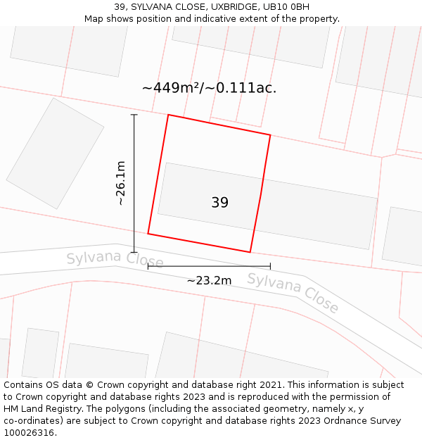 39, SYLVANA CLOSE, UXBRIDGE, UB10 0BH: Plot and title map