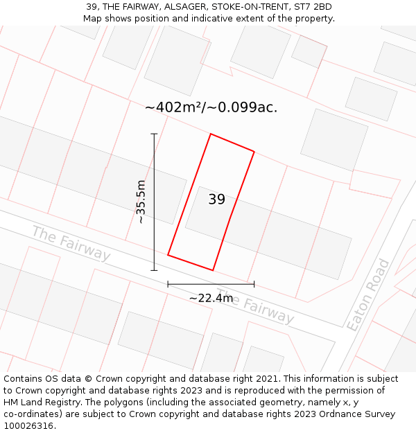 39, THE FAIRWAY, ALSAGER, STOKE-ON-TRENT, ST7 2BD: Plot and title map