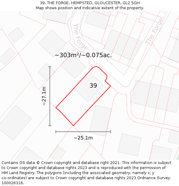 39, THE FORGE, HEMPSTED, GLOUCESTER, GL2 5GH: Plot and title map