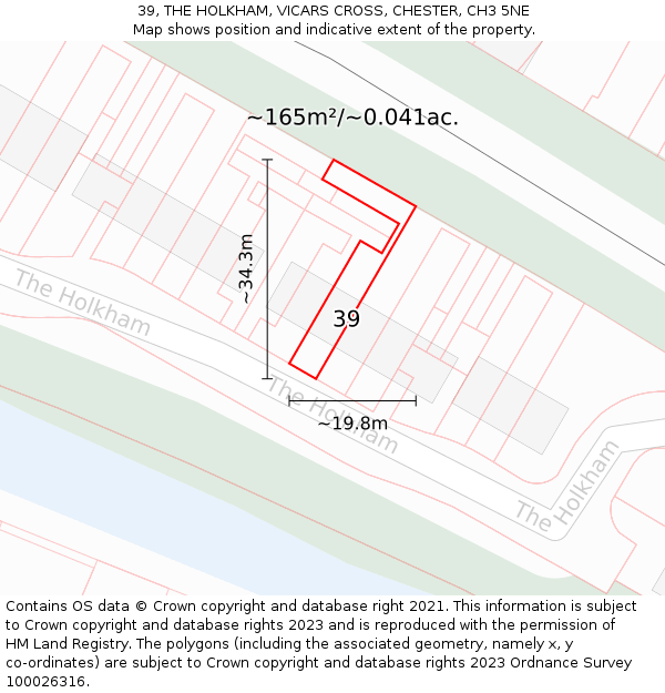 39, THE HOLKHAM, VICARS CROSS, CHESTER, CH3 5NE: Plot and title map