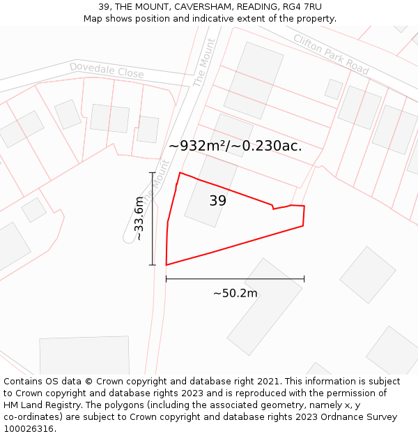 39, THE MOUNT, CAVERSHAM, READING, RG4 7RU: Plot and title map