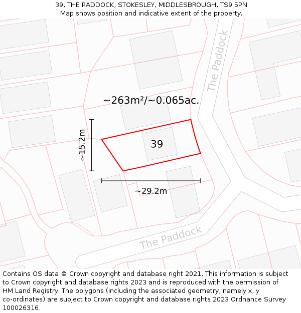 39, THE PADDOCK, STOKESLEY, MIDDLESBROUGH, TS9 5PN: Plot and title map