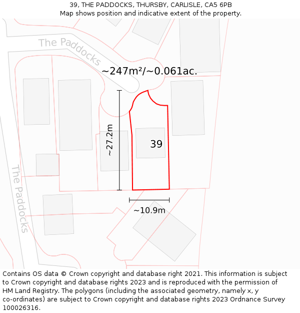 39, THE PADDOCKS, THURSBY, CARLISLE, CA5 6PB: Plot and title map