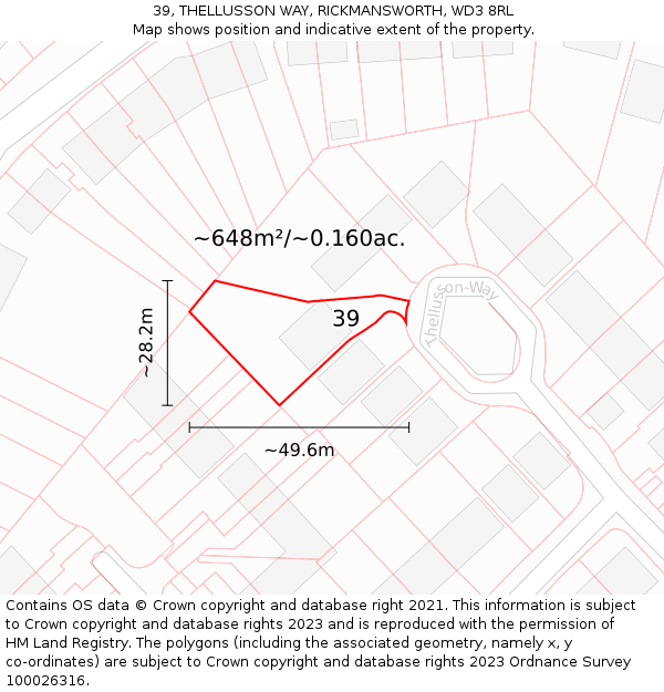 39, THELLUSSON WAY, RICKMANSWORTH, WD3 8RL: Plot and title map
