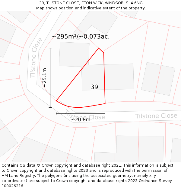 39, TILSTONE CLOSE, ETON WICK, WINDSOR, SL4 6NG: Plot and title map